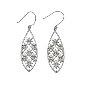 Estate Thailand Sterling Silver 925 Floral Filigree Dangle Earrings